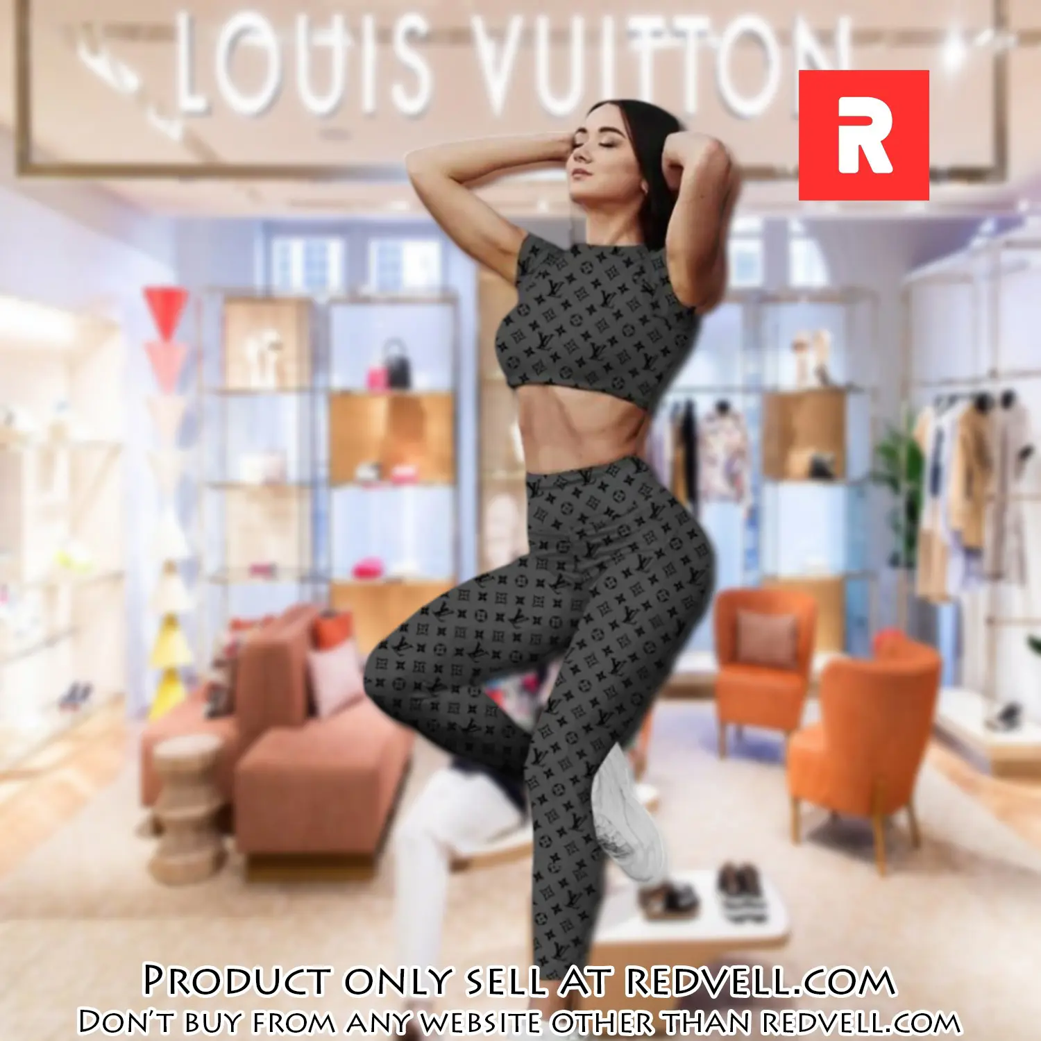 Louis vuitton sportwear combo luxury crop top tshirt and legging for women ctl1002 rv5147873